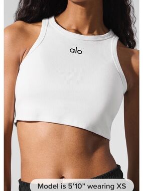 ALO Yoga White Ribbed Cropped Tank